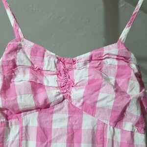 Pink and White Gingham Spaghetti Strap Sundress